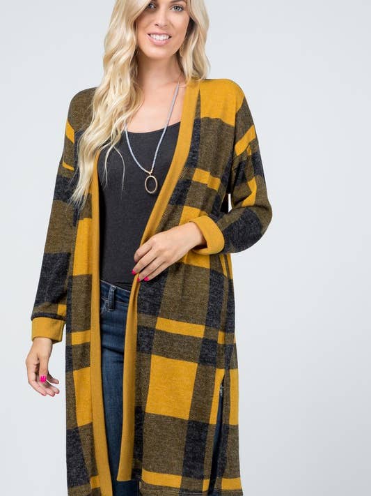 Geruit lang vest met splitten aan de zijkant voor wholesale door Rose Mellow Fashion