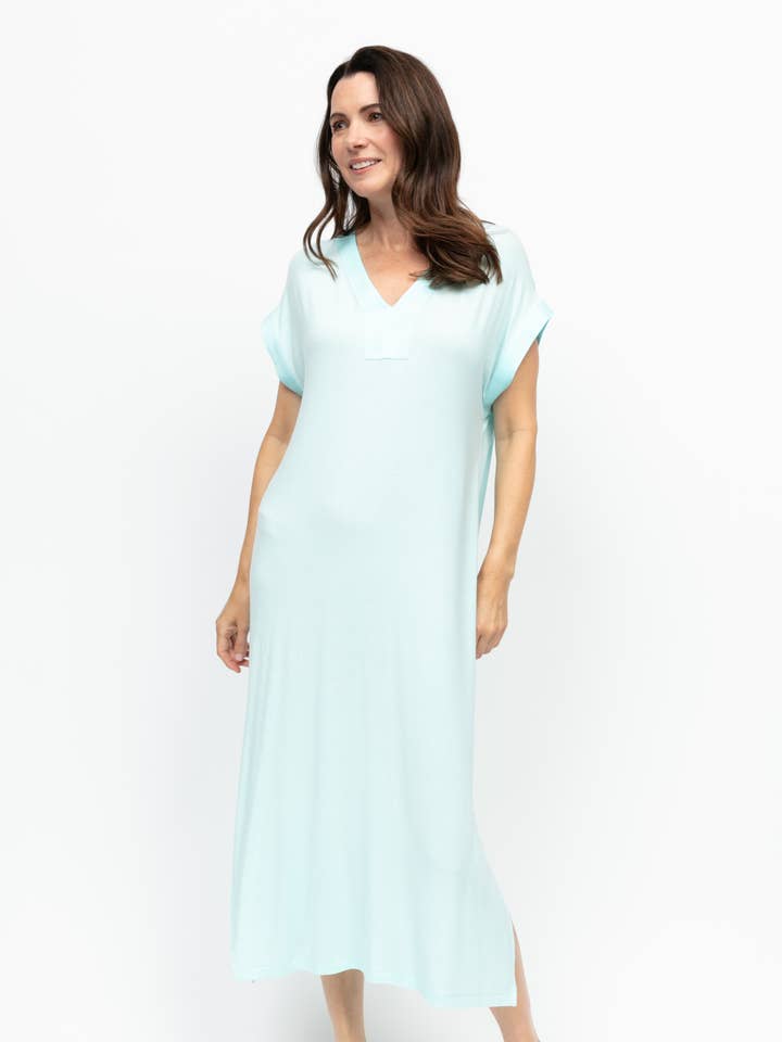 Chemise de nuit longue en jersey menthe Juliette pour la vente par Cyberjammies