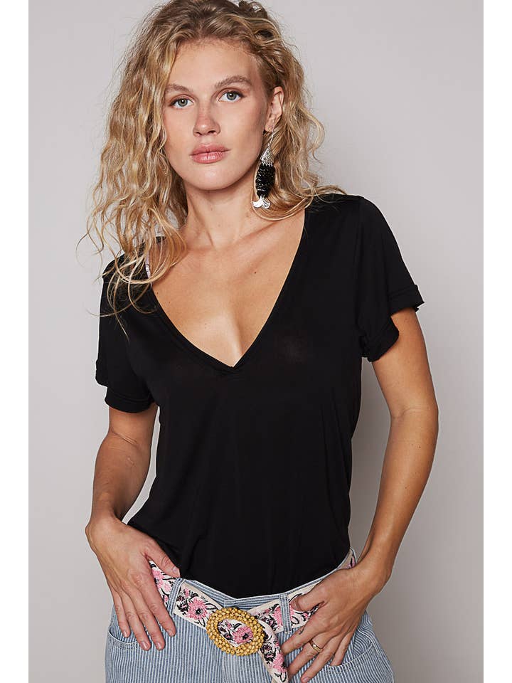 Pol Clothing - Wholesale Knit Top - Women's - Basic V-neck Knit Top