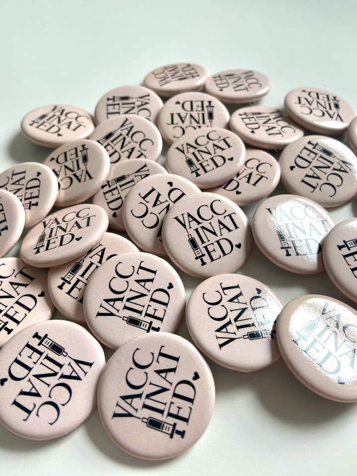 Vaccinated Button Pin for wholesale by Mel's Crafty Corner