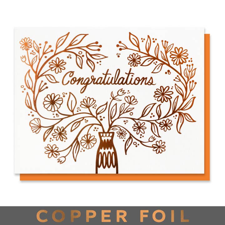 Congratulations Bouquet Card with Copper Foil for wholesale by Paper Parasol Press
