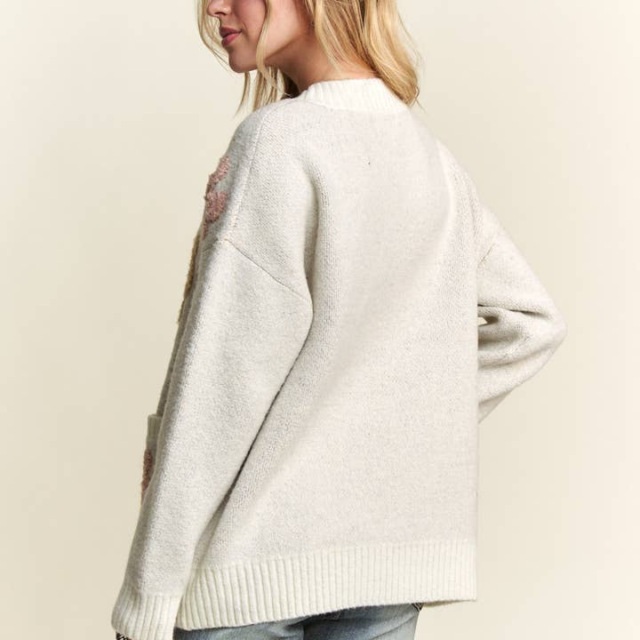 ADORA LA - Wholesale Cardigan - Women's - CESW3580 - BUTTON DOWN FLORAL SWEATER CARDIGAN18