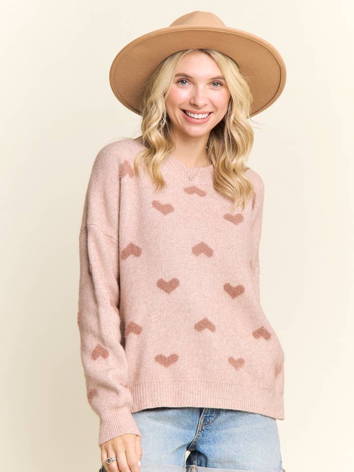 SOFT HEARTS SWEATER TOP- LESW2407G for wholesale by Madelyn