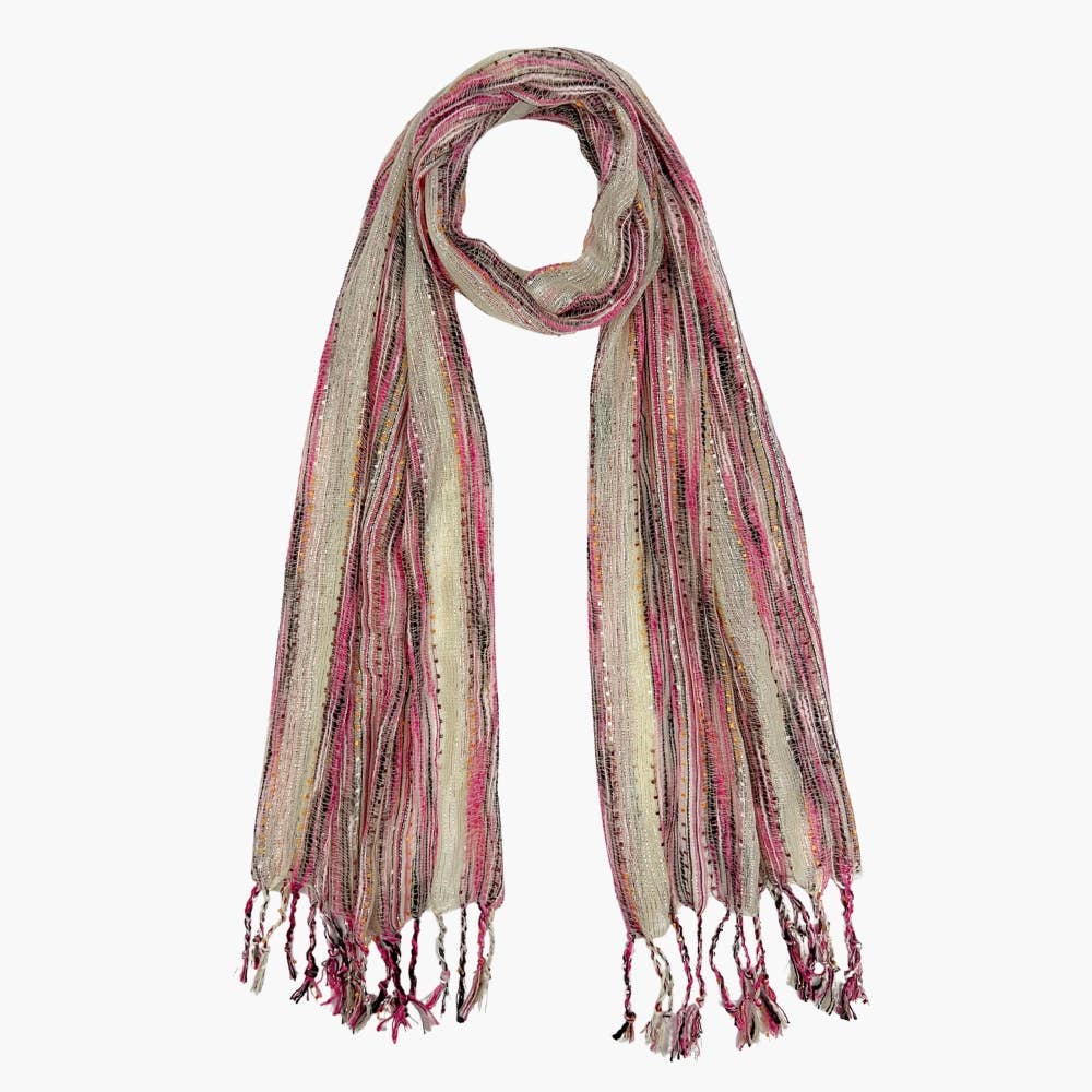 Humble Hilo – wholesale Scarf – Women's – Humble Hilo Multicolored Thread Artisan Scarf137