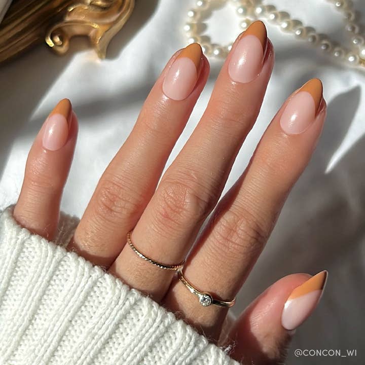 Café Crème Press-On Nails | French Tip | Short Almond for wholesale by Glamnetic