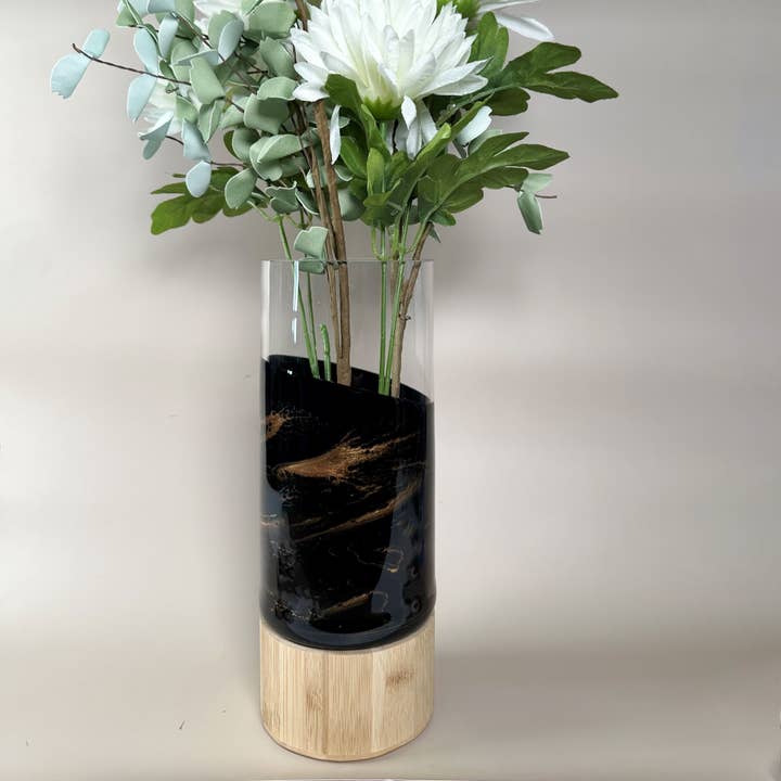 Lynn & Liana Designs - Wholesale Vase - NEW!!! Resin Accented Vase with Bamboo Base (NO TARIFFS)32