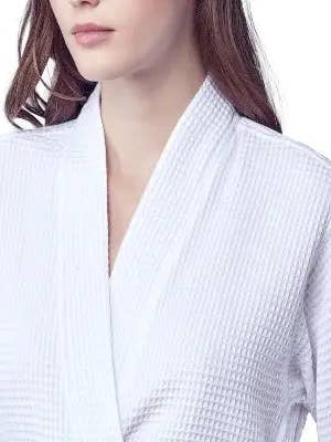 Lotus Linen - Wholesale Robe – Women's - Knee-Length Waffle Robe for Women6