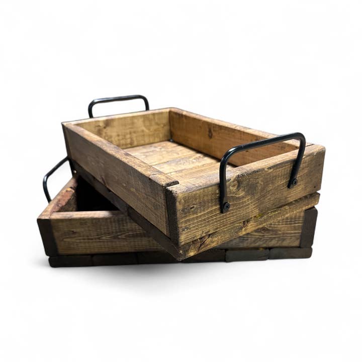 Forever Green Art - Wholesale Decorative Tray - Handcrafted Pine Wood Tray with Steel Handles2