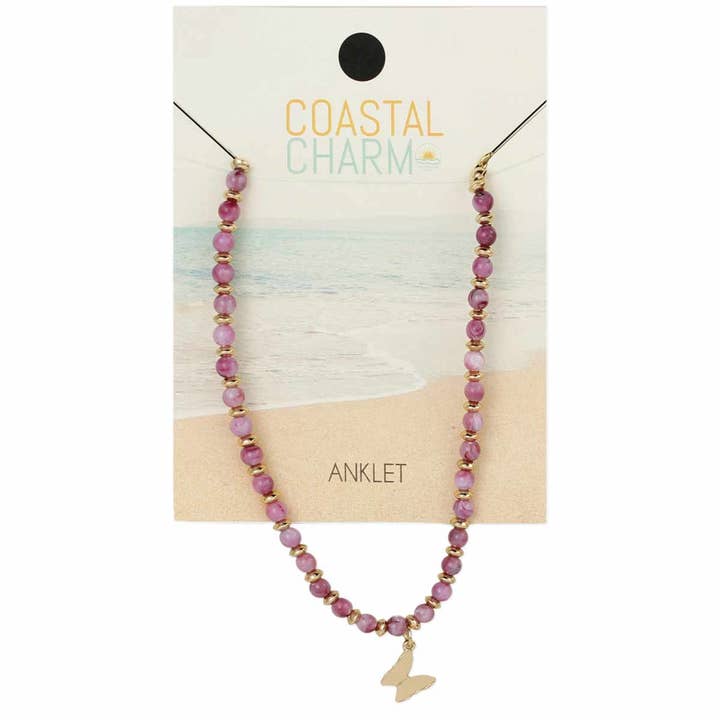 Bracelet de cheville Coastal Charm à perles violettes pour la vente par ZAD
