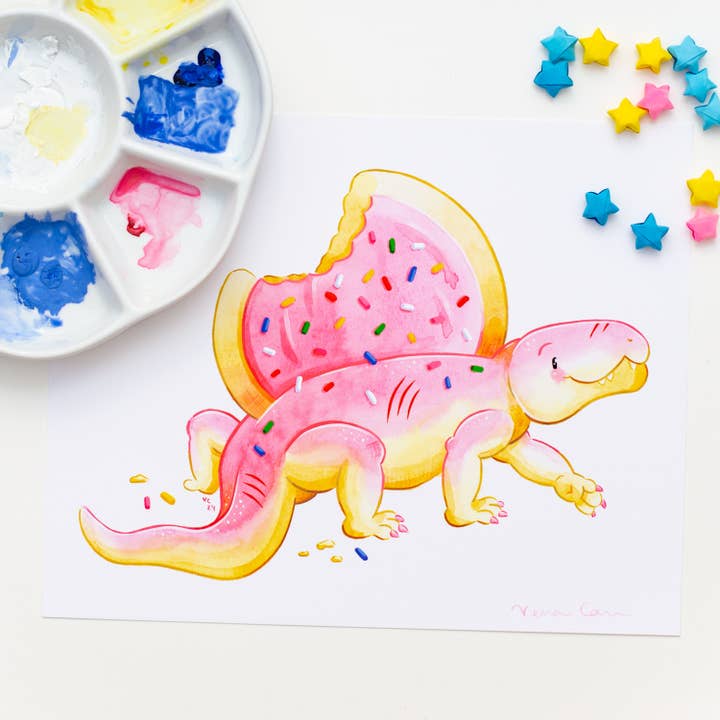Sugar Cookie Dimetrodon Art Print for wholesale by Vena Carr Illustration