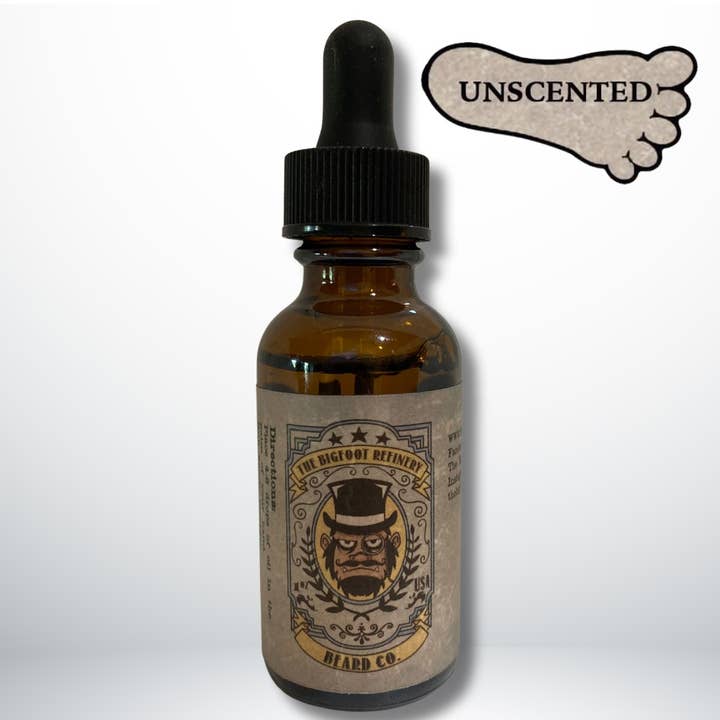 Unscented Beard Oil - 1oz bottle for wholesale by The Bigfoot Refinery Beard Co.