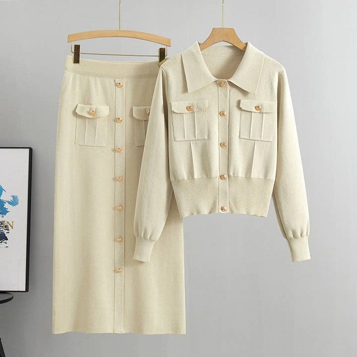 Solid Color Knit Sweater And Skirt Set for wholesale by UZ Wholesale Store