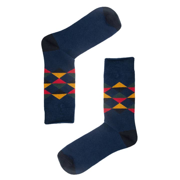Multi Diamond Pattern Organic Cotton Mens Socks | Comfort for wholesale by Jemsox Ltd