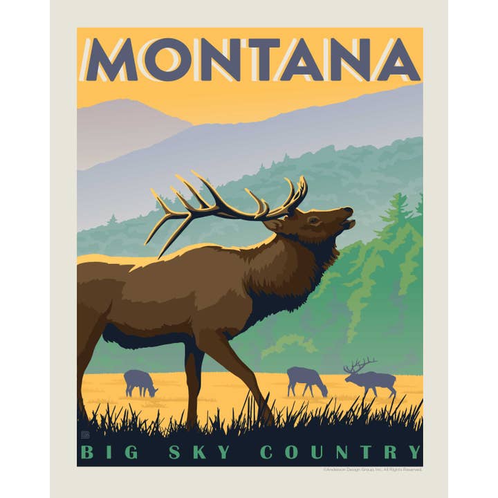MT Elk Big Sky Country 8" x 10" Print for wholesale by Tourist Courts