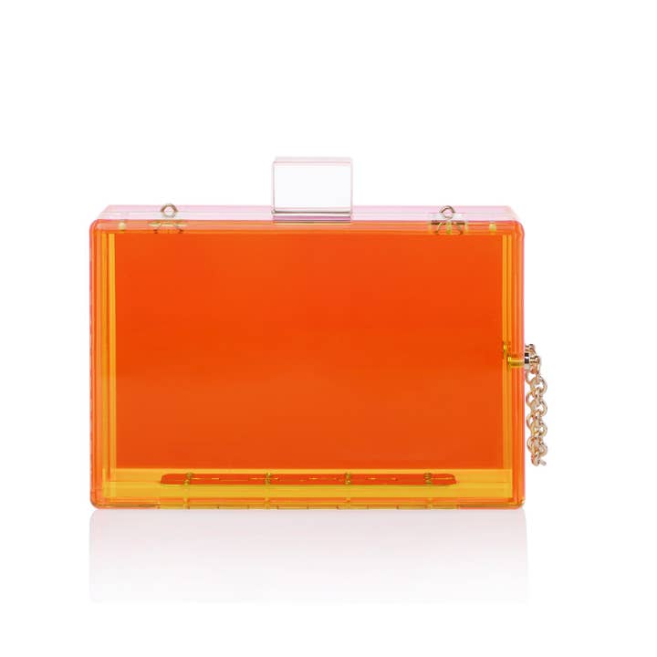 Trendy Neon Two Tone Transparent Acrylic Clutch for wholesale on Faire