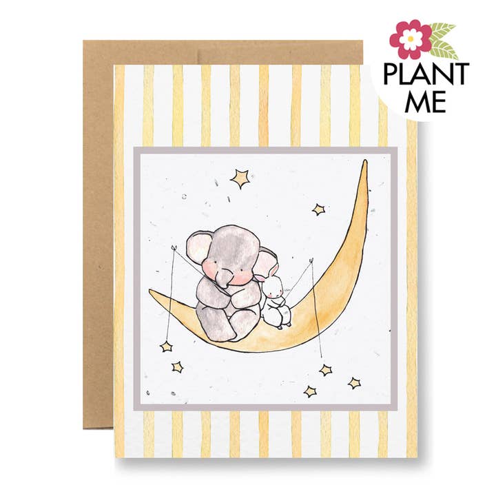 Plantable Seed Paper Greeting Card - {Elephant and bunny} for wholesale by Seedy Cards