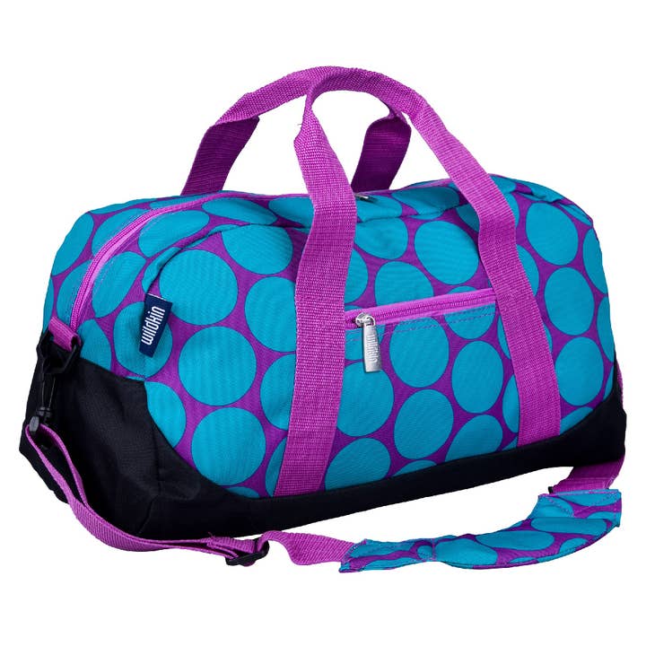 Big Dot Aqua Overnighter Duffel Bag for wholesale by Wildkin