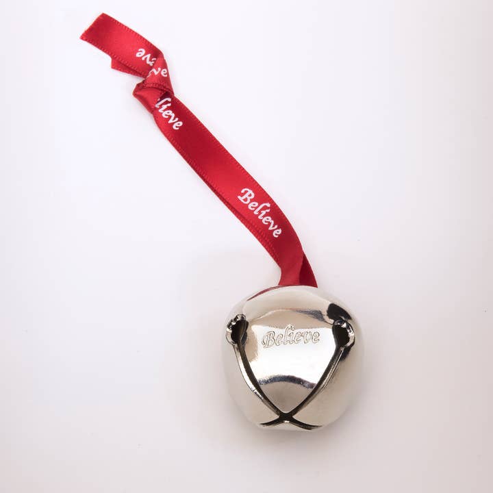 Bevin Bells - Wholesale Ornament - Shiny Nickel BELIEVE SLEIGH BELL Individual/Refill Bells