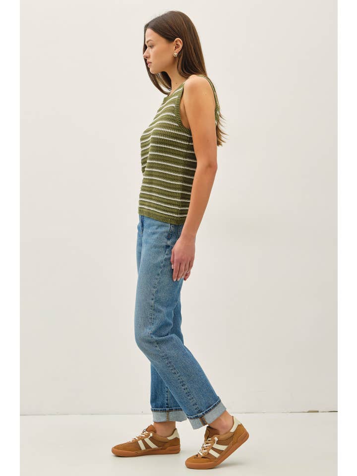 Be Cool - Wholesale Tank Top - Women's - CHUNKY KNIT, STRIPED SWEATER TANK