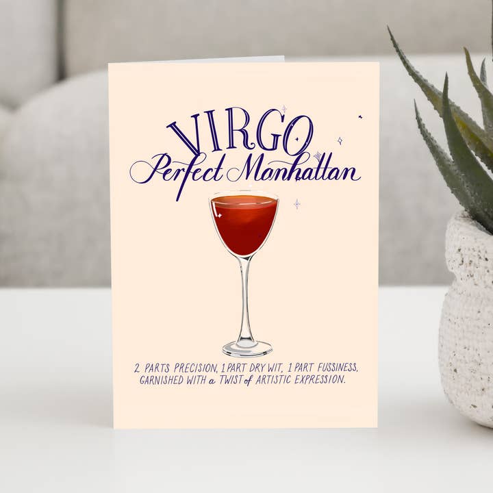 Virgo - The Cocktail Zodiac Astrology Birthday Card for wholesale by MizSant Studio