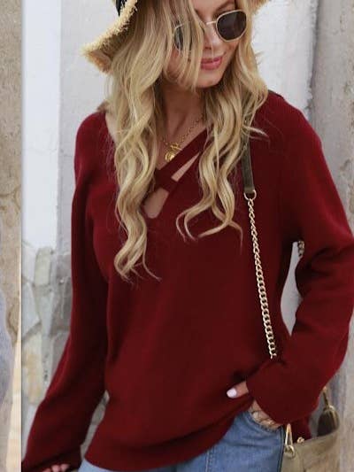 trui met kruiskraag en v-hals voor wholesale door Miss Sparkling