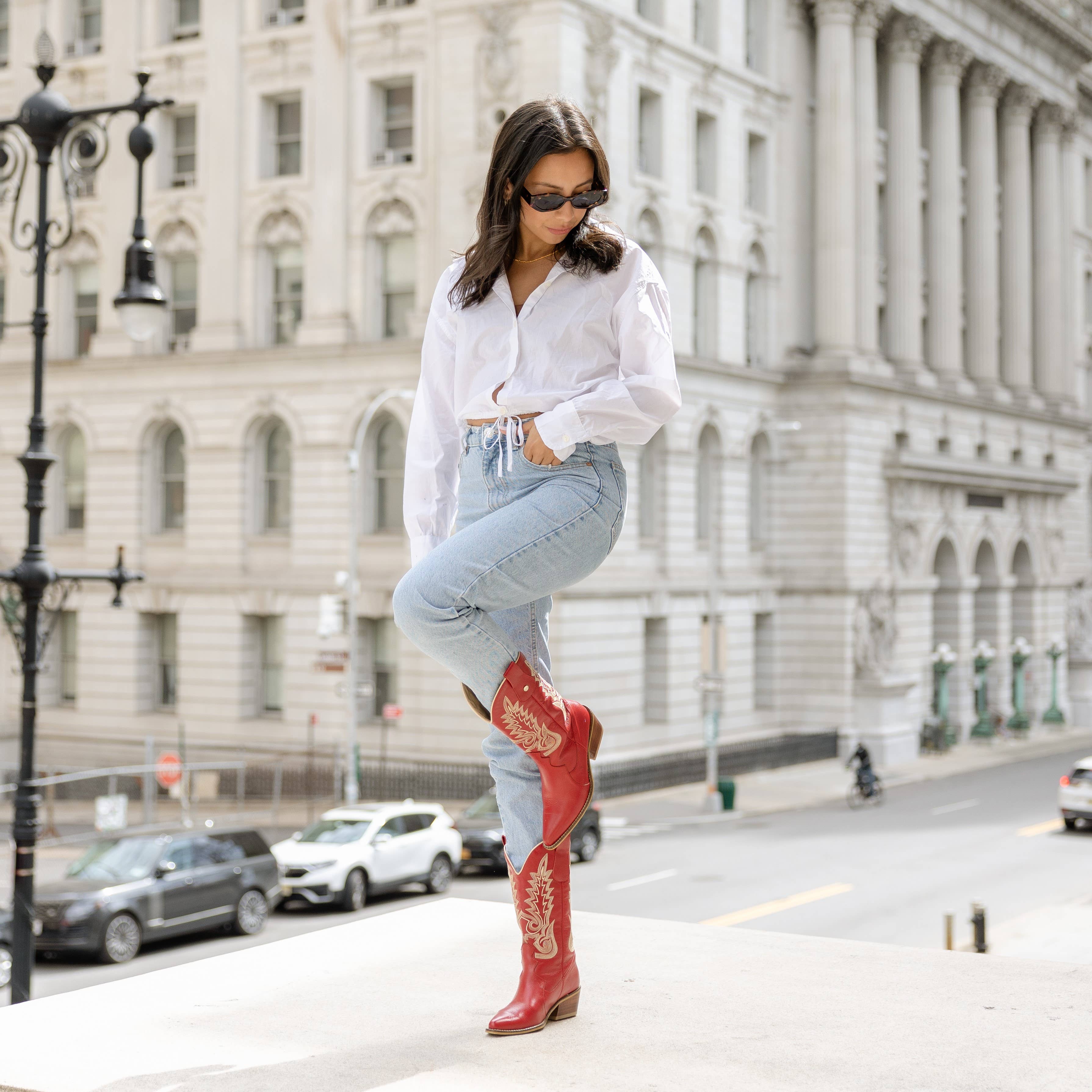 Loyal western cowboy women boots red leather womens shoes for wholesale on Faire1