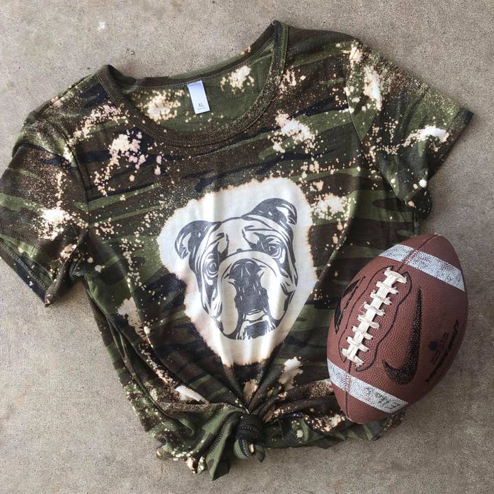 Team Spirit Mascot Camo Bleached Tee for wholesale by Rock-N-Mama