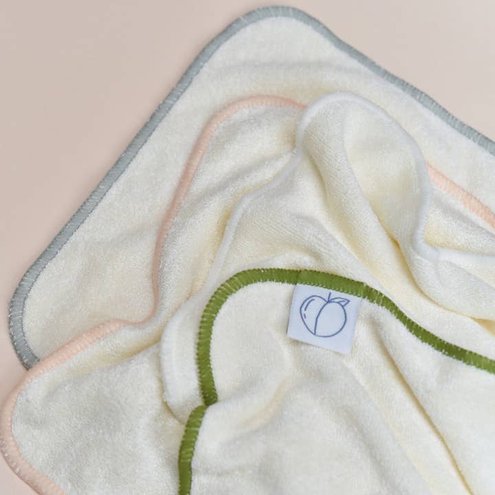 Just Peachy - Vendita all'ingrosso Salviette per viso e corpo - Neonato - Salviette per neonati riutilizzabili in spugna di bambù, confezione da 6