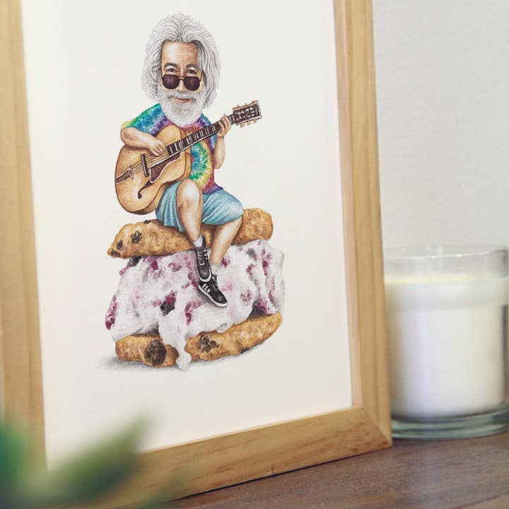 Celebs on Sandwiches - Vente Affiche d'art - Jerry Garcia - Impression à l'aquarelle3