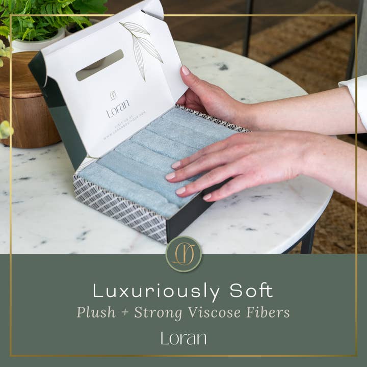 Loran - Wholesale Wash Cloth - Luxury Bamboo Facial Washcloths, Set of 6, Sky