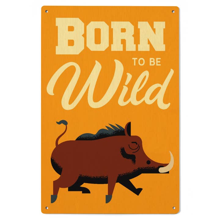 Lantern Press - Wholesale Wood Wall Art - WOOD SIGN ART Hog, Born to be Wild, Geometric