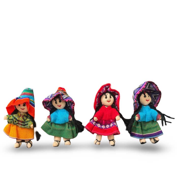 Sanyork Fair Trade - Wholesale Doll - Kids - Small 4" Standing with Baby Llama Peasant Classic Peruvian T