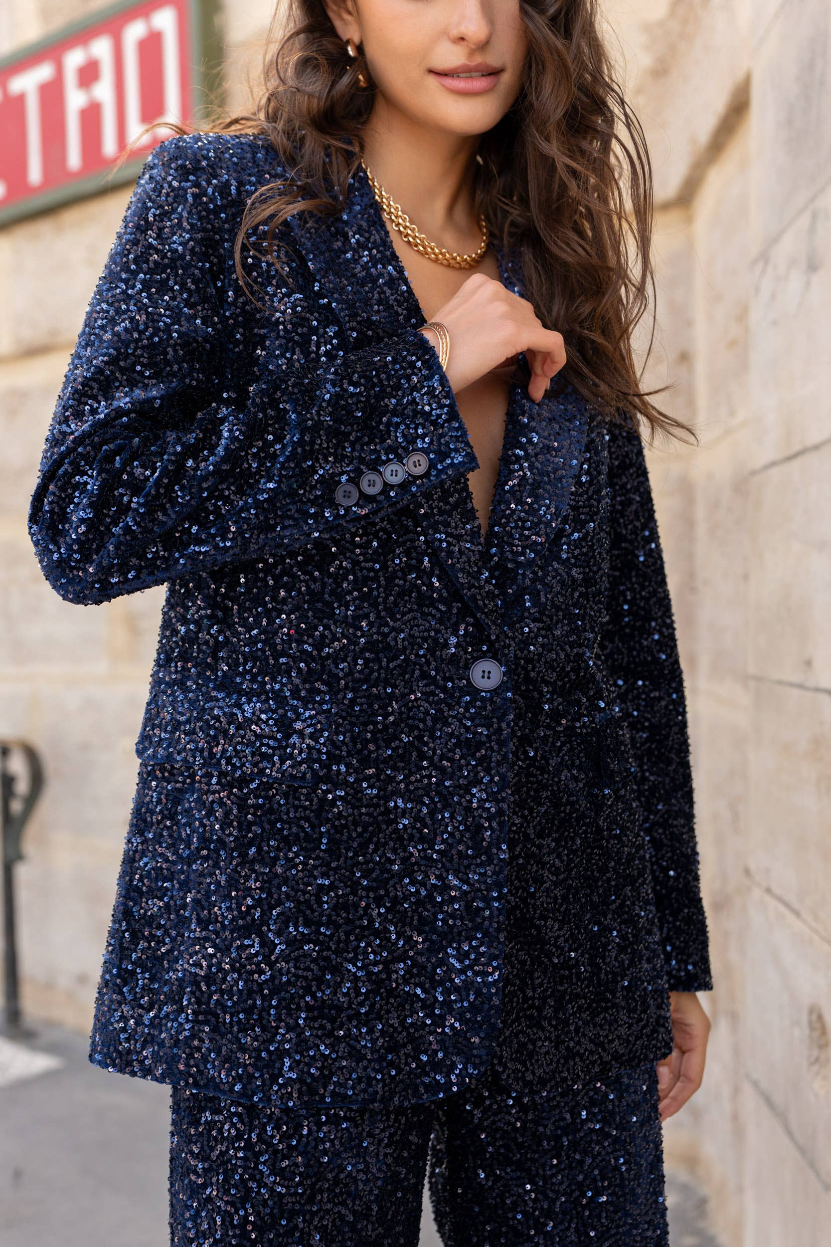 Attentif Paris - Wholesale Blazer - Women's - Straight-cut sequin blazer24