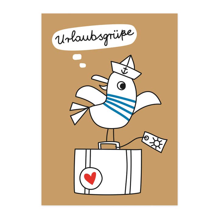 paruspaper. nutzfeine papeterie - Wholesale Postcard - Postcard "Holiday Greetings - Seagull"