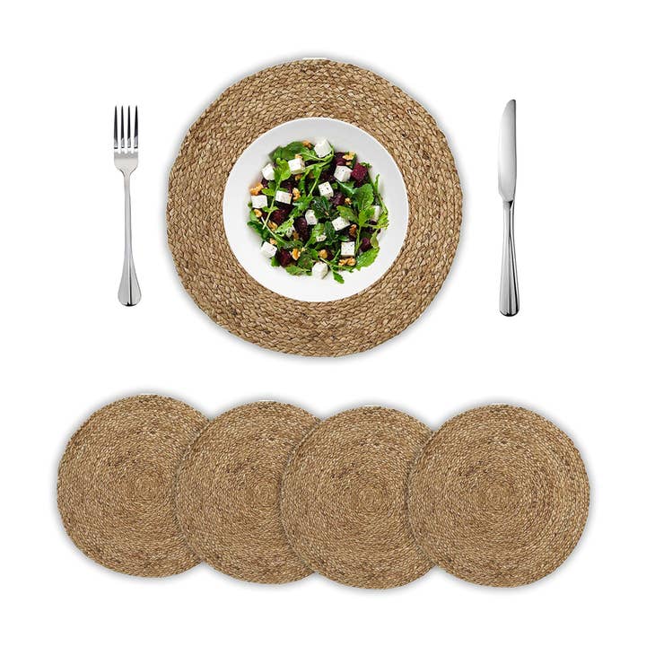 chardin home - Wholesale Placemat - Natural Jute Hand Braided Round Placemats, Set of 4, 14 Inch2