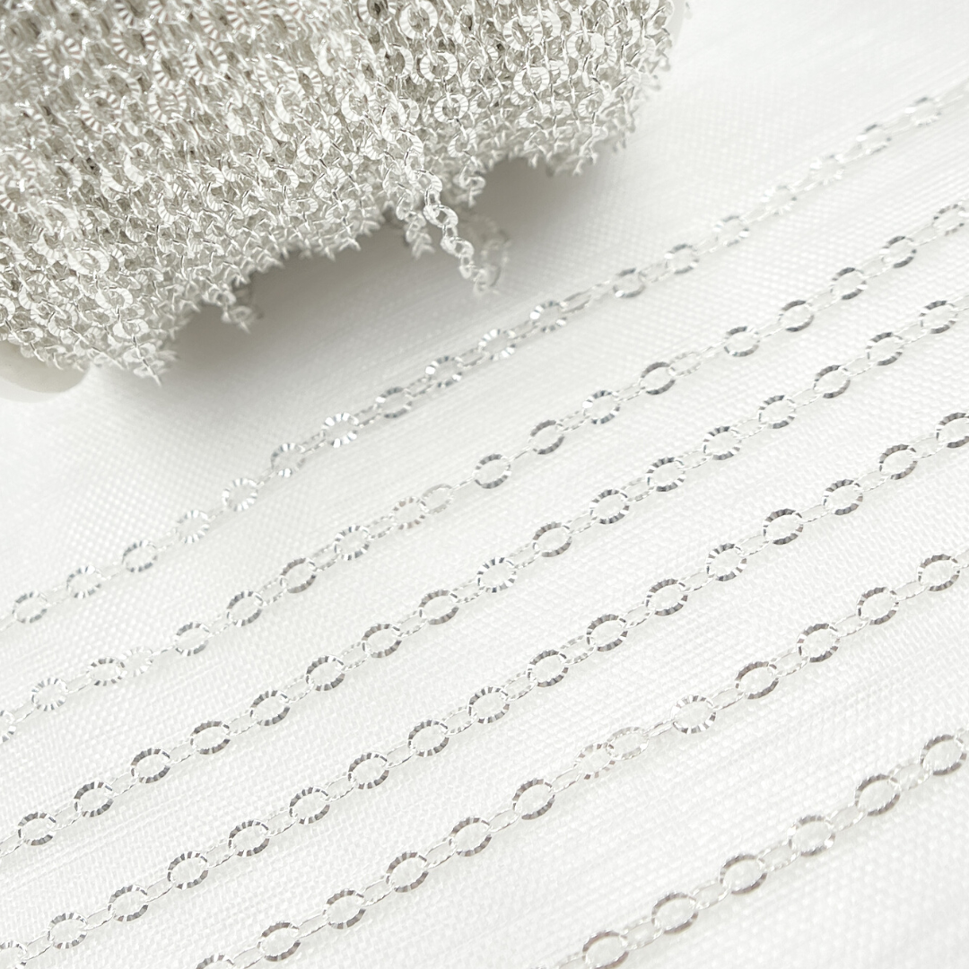 Jewels & Chains - Wholesale Link & Chain Necklace - V187SS. Sterling Silver Hammered Oval Link Chain4