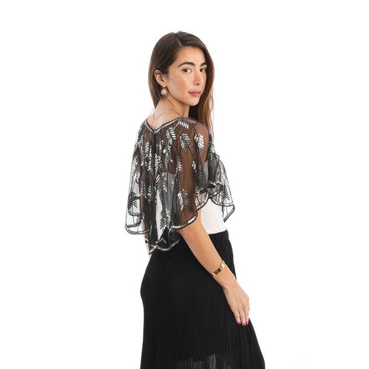 SAACHI - Wholesale Capelet - Women's - Mesh Sequin Capelet