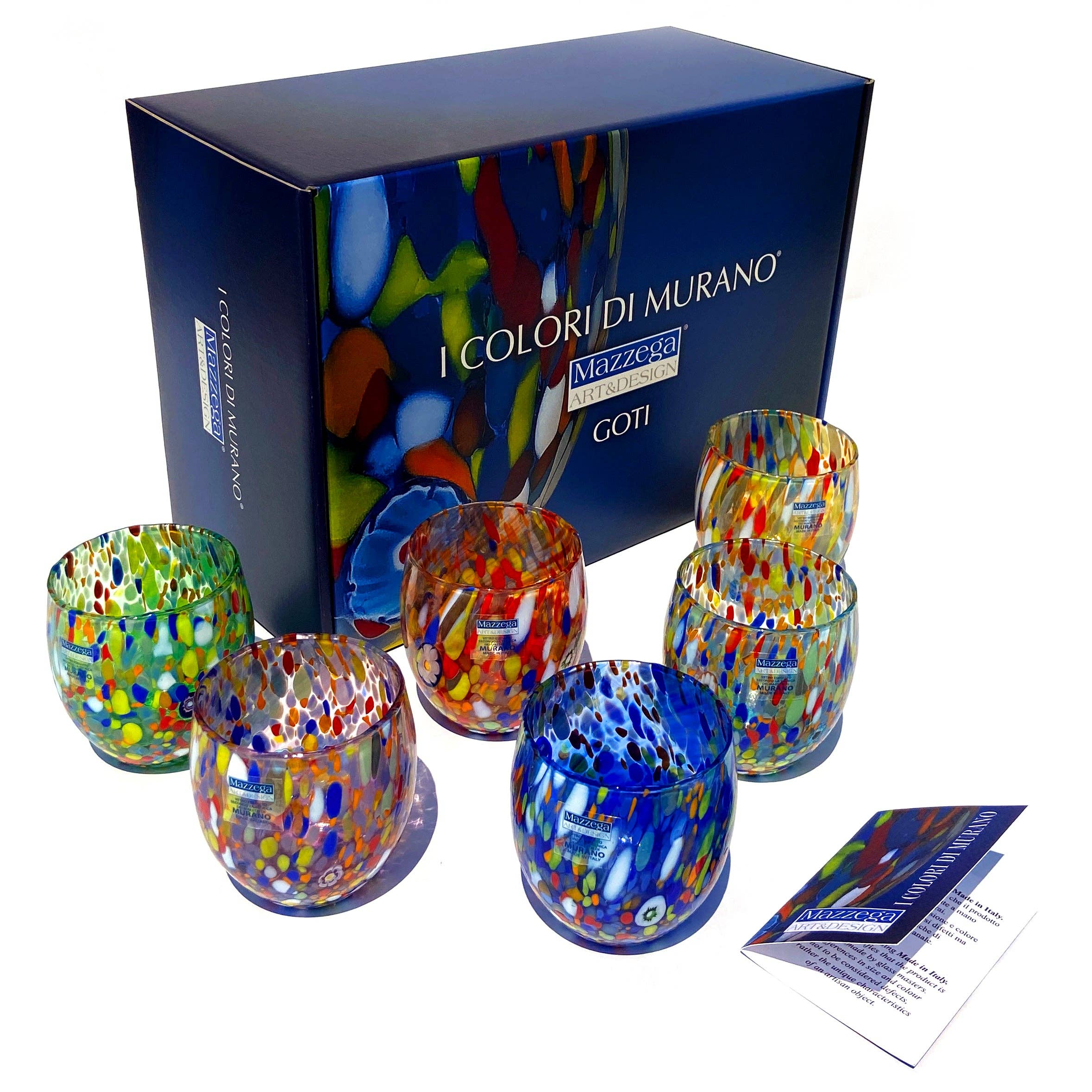 Mazzega Art & Design - Vente Verre/tasse - 6 verres en verre « Les couleurs de Murano ». ACQUA-CLASSIQUE17