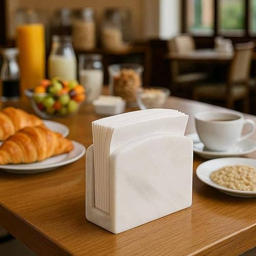 Kalu Creations - Wholesale Napkin Holder - White Marble Napkin Holder – Elegant Table Napkin Holder for Kitchen, Dining Room, and Events – Handmade Natural Stone Accessory – Kalu Creations4