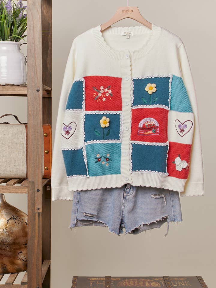 Color block Patchwork Knit Cardigan for wholesale by Mello.