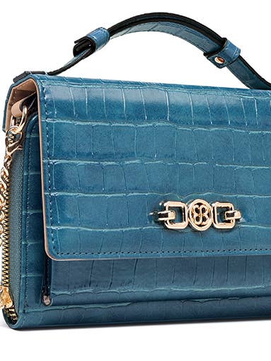 BOLSA DE CARTEIRA PEQUENA COM ESTAMPA CROC COM ALÇA SUPERIOR por atacado de Bessie London