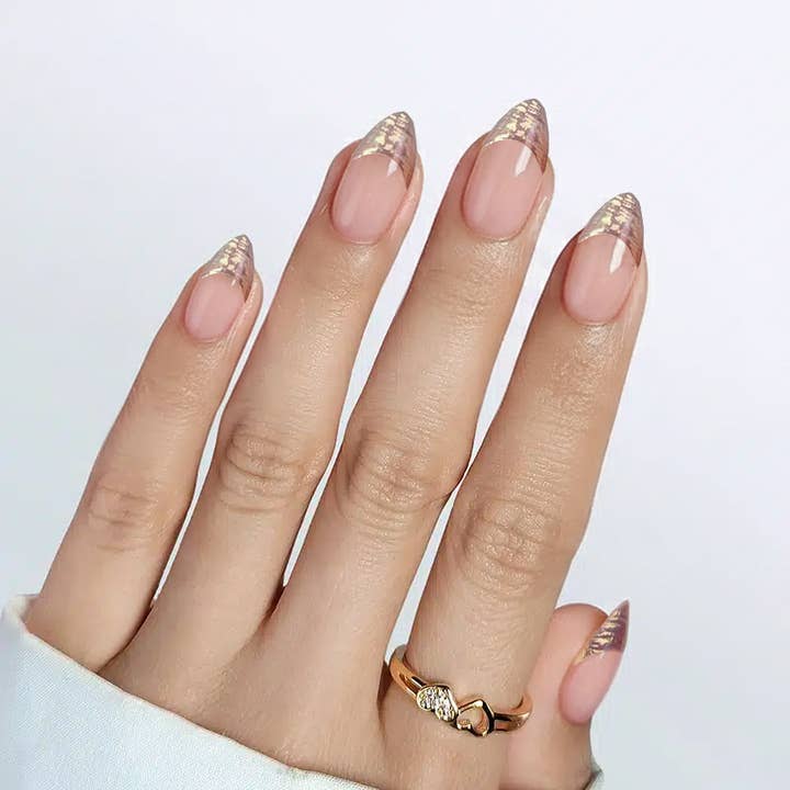 Unhas de Amêndoa Athena Aurora - Unhas Postiças por atacado de Nail Pop Studio