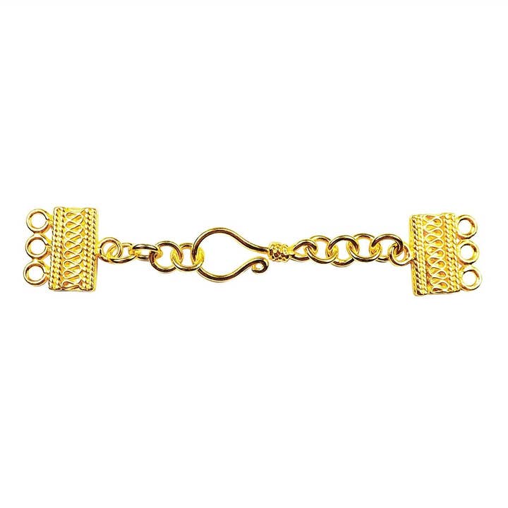 CG-289-3H 18K Gold Overlay Multi Strand Clasp With 3 Holes for wholesale by Bali Designs