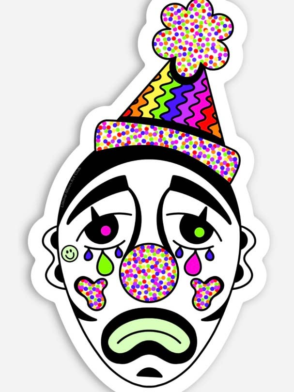 Pegatina de payaso triste para venta al por mayor de Liminal Moon Art Club