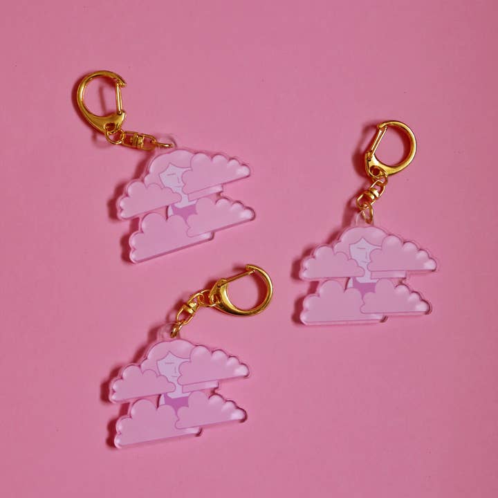 Day Dreamer Studios - Wholesale Keychain - Women's - Head in the Clouds | Acrylic Gold Keychain