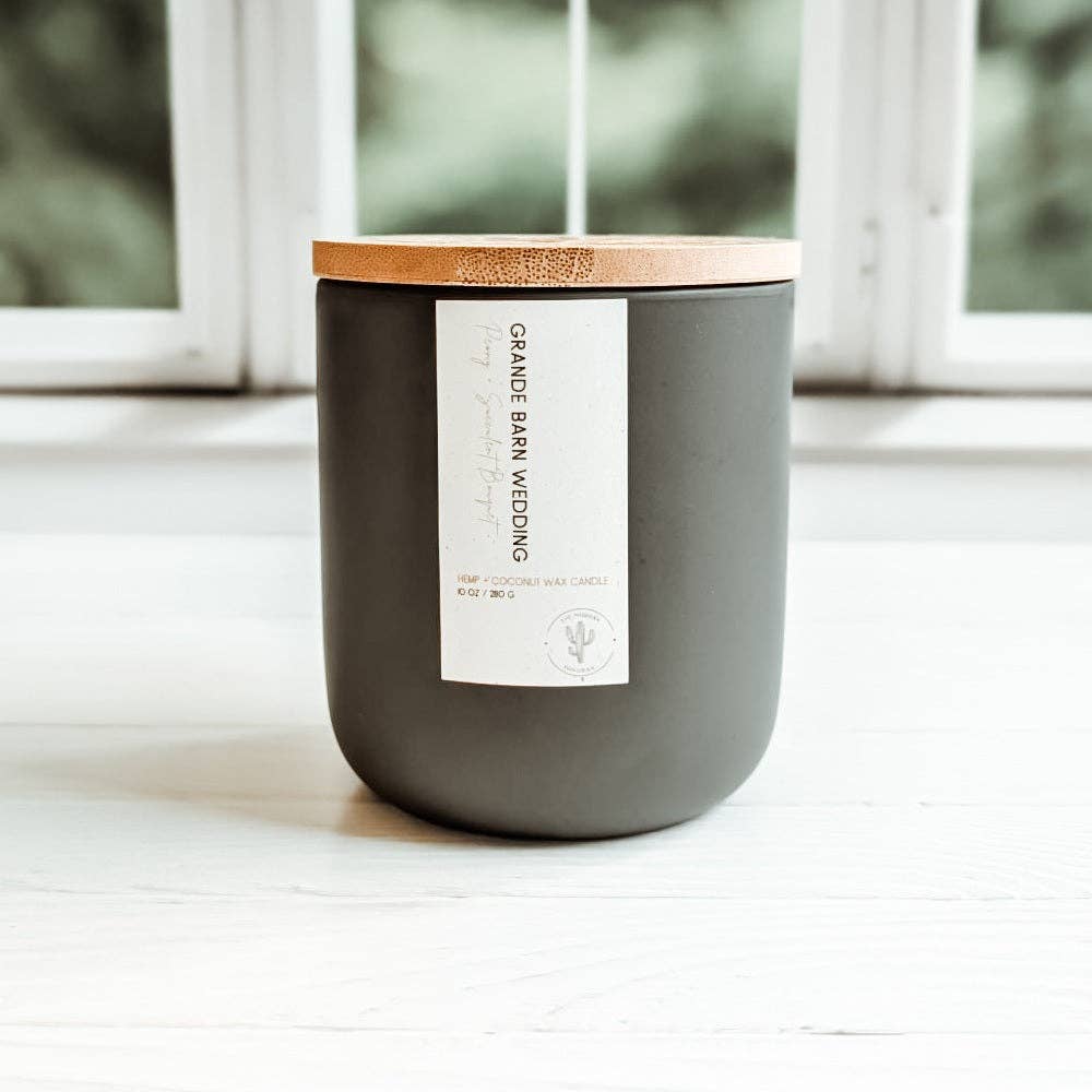 The Modern Sonoran - Wholesale Jar/Filled Candle - Grande Barn Wedding: Peony Succulents Farmhouse Candle 10oz3