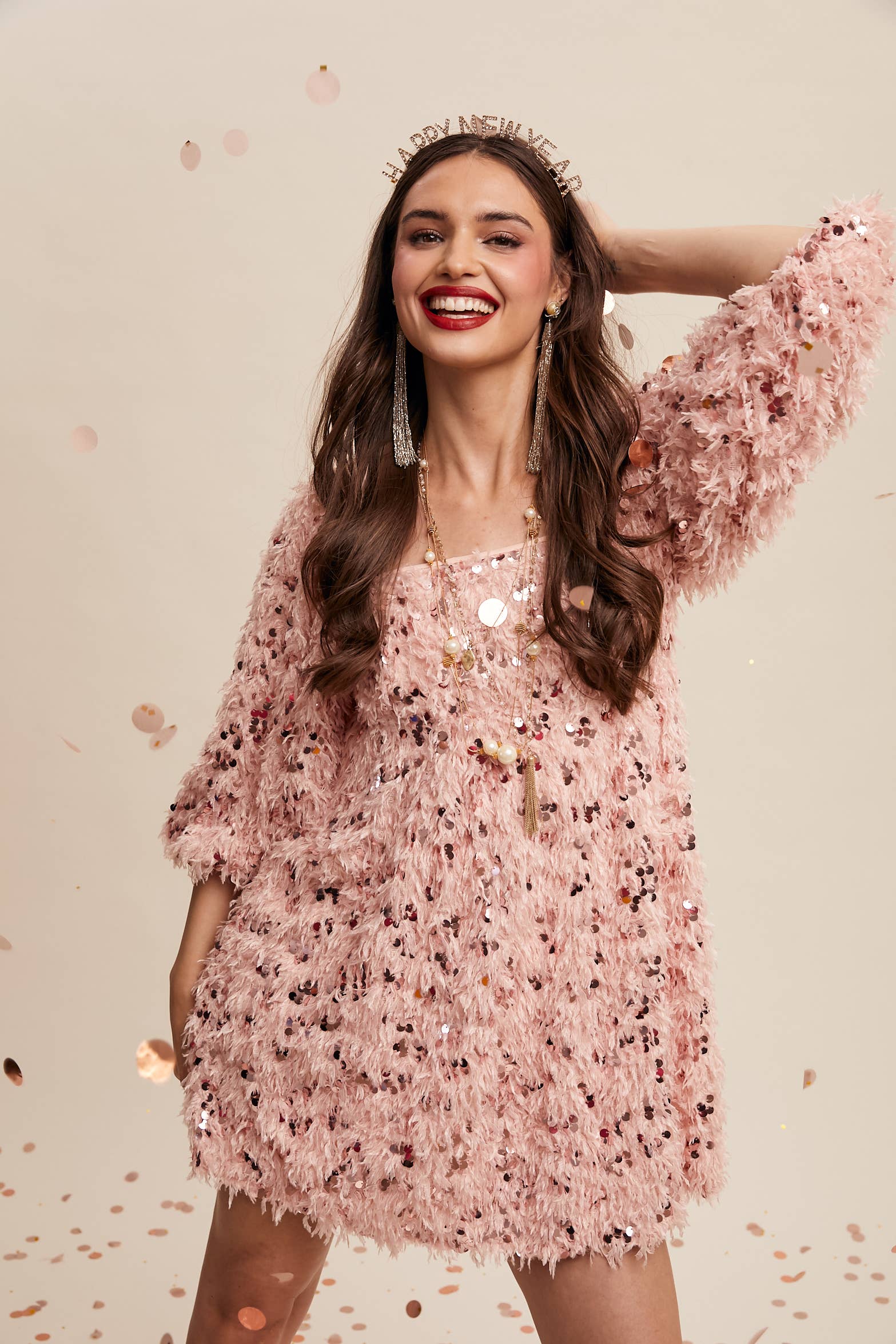 Listicle – Vestido - Mulher por atacado – Vestido Mini com Franjas de Lantejoulas LD14681