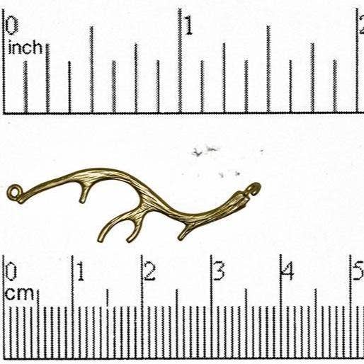36mm Elk Antler Charm Connector - Made of plated brass - Sold individually - K69 for wholesale by Continental Beads