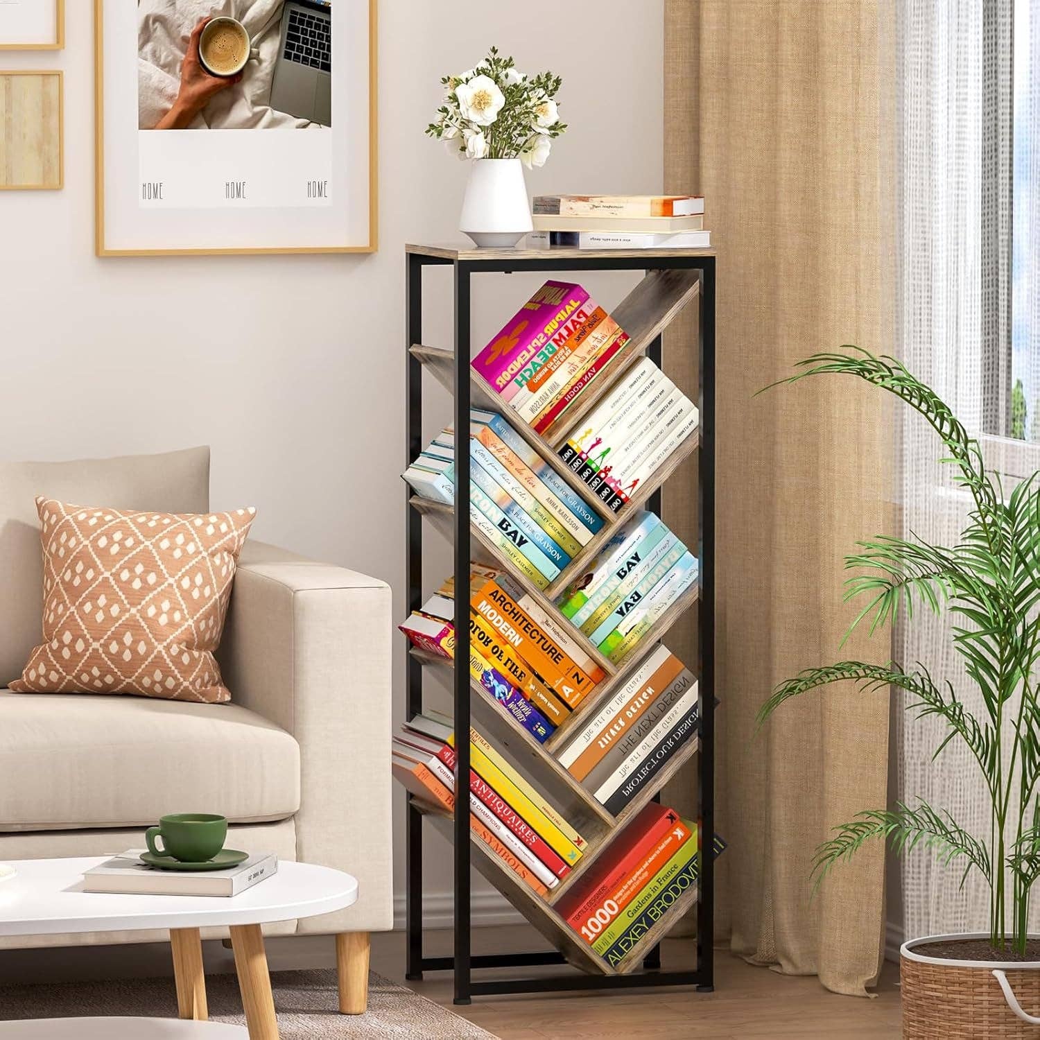 ShipItFurniture - Wholesale Bookcase - Tree Bookshelf 9 Tier Floor Standing Wooden Bookcase For Small Spaces3