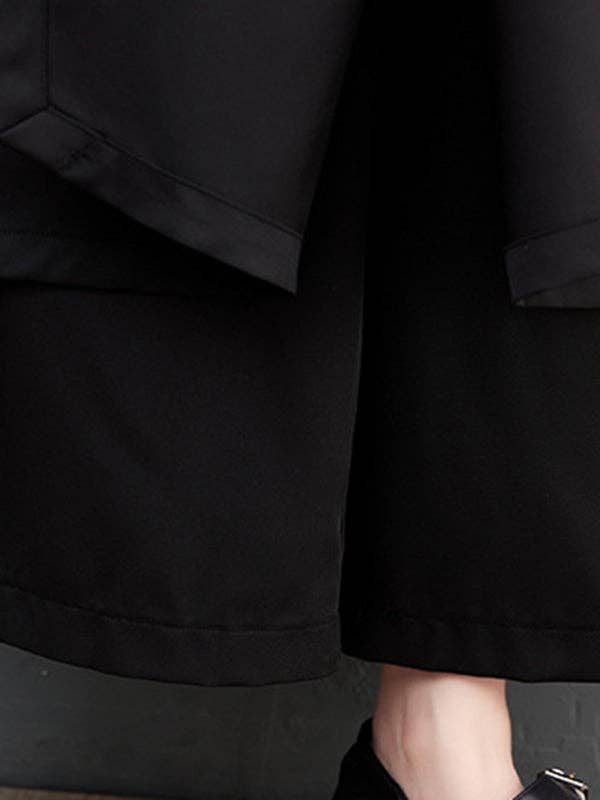 SVART Breda ben beskurna enfärgade avslappnade byxor culotte för wholesale på Faire9